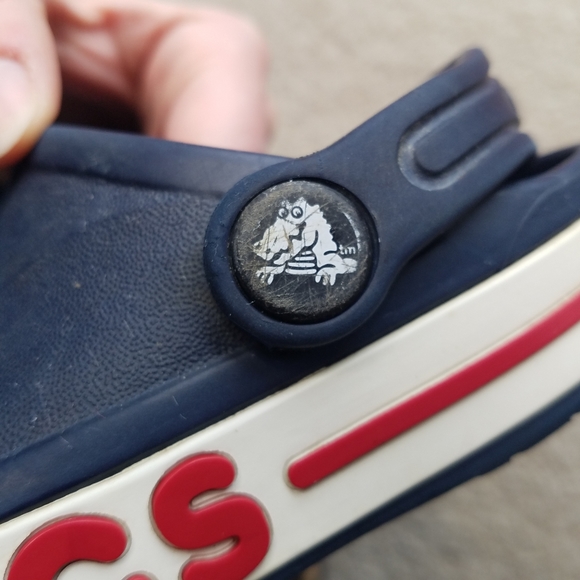 Crocs Iconic Comfort Slip On Shoes Red White Blue Kids 8 - Picture 4 of 6